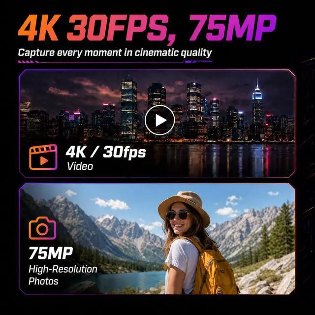 Alt view image 4 of 7 - 4K Vlogging Camera 330°Rotating Lens Digital Pocket Cameras for YouTube | Face Tracking Vlog Camera, Fast Autofocus 75MP Portable Video Camera with WiFi Webcam 1.72Touch Screen for TikTok