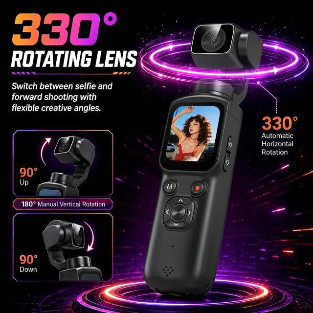 Alt view image 3 of 7 - 4K Vlogging Camera 330°Rotating Lens Digital Pocket Cameras for YouTube | Face Tracking Vlog Camera, Fast Autofocus 75MP Portable Video Camera with WiFi Webcam 1.72Touch Screen for TikTok