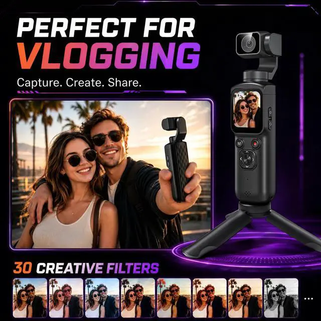 Alt view image 6 of 7 - 4K Vlogging Camera 330°Rotating Lens Digital Pocket Cameras for YouTube | Face Tracking Vlog Camera, Fast Autofocus 75MP Portable Video Camera with WiFi Webcam 1.72Touch Screen for TikTok