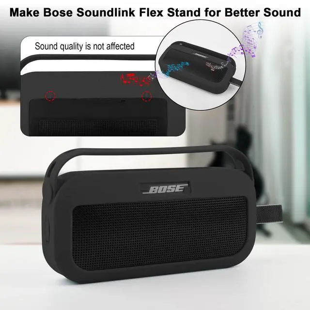 Alt view image 5 of 7 - Silicone Case Cover for Bose SoundLink Flex 2nd Gen Portable Speaker with Handle Anti-dust Plug Travel Carrying Pouch for Bose SoundLink 2(Black)
