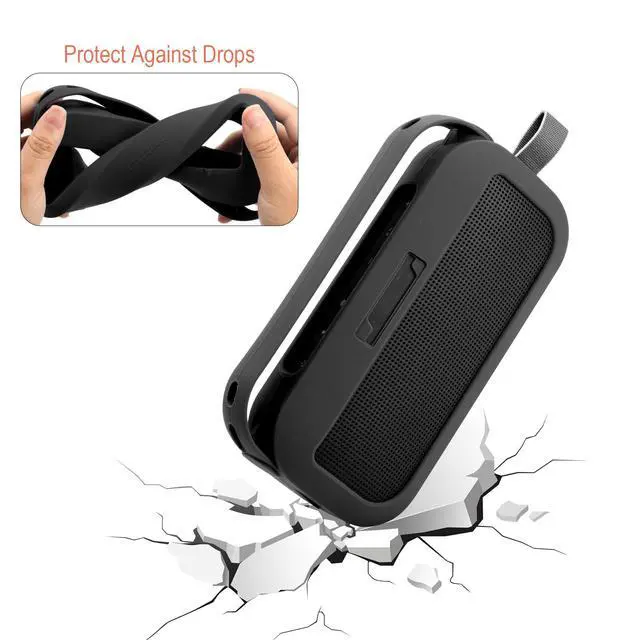 Alt view image 3 of 7 - Silicone Case Cover for Bose SoundLink Flex 2nd Gen Portable Speaker with Handle Anti-dust Plug Travel Carrying Pouch for Bose SoundLink 2(Black)