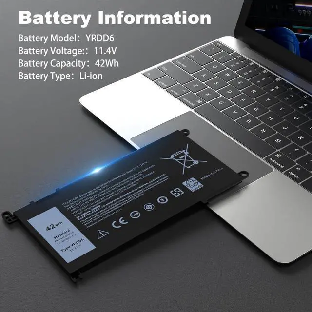 Alt view image 2 of 7 - 42Wh YRDD6 Laptop Battery Compatible with Dell Inspiron 15 5480 5481 5482 5485 5490 5491 5493 5584 5581 5585 5590 5591 5593 5594 5598 14 3310 3491 3493 3501 3582 3583 3584 3593 3793 7586
