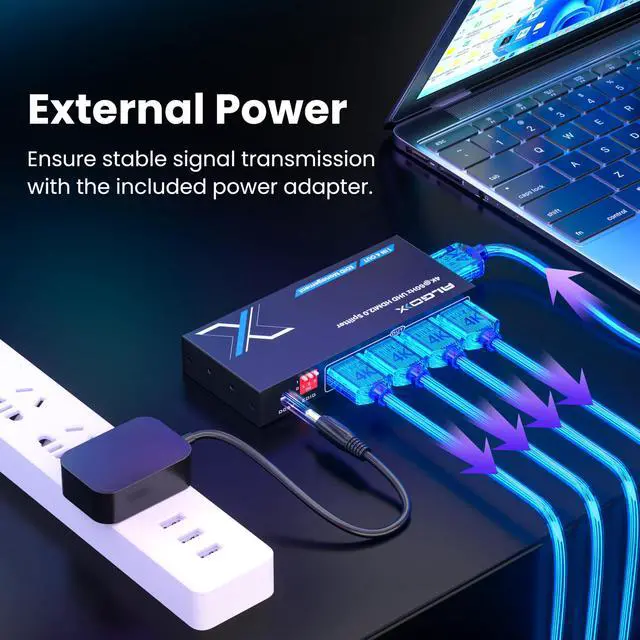 Alt view image 5 of 7 - Lossless 4K HDMI Splitter 1 in 4 Out with EDID Management HDMI Duplicator | Uncompressed 4K@60Hz UHD HDR HDMI 2.0 18Gbps, Zero Latency, HDCP 2.3, Plug and Play, for PS5, Fire Stick, TV