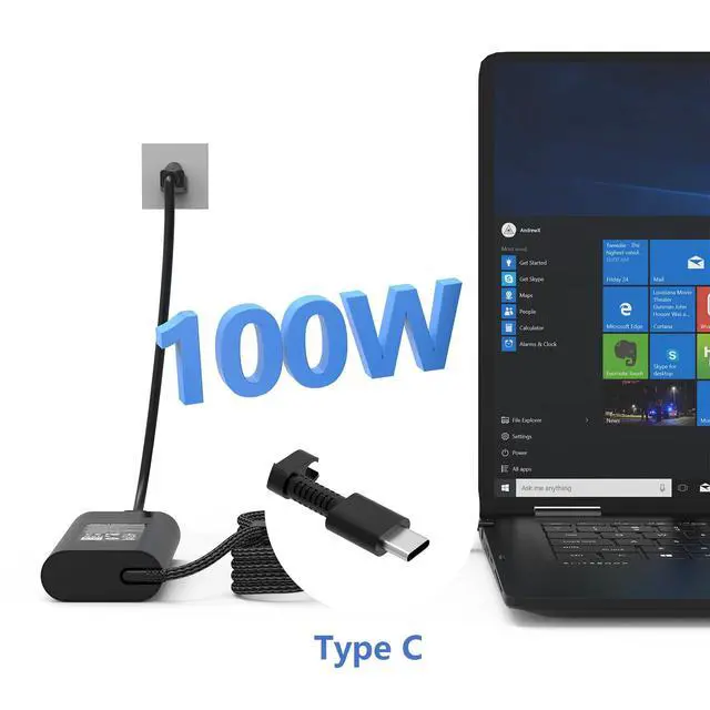 Alt view image 7 of 7 - 100W USB C Charger Fit for HP EliteBook 800/1040/G1i/G1a x360 Series | Envy 17-cw 17-da x360, ZBook Firefly 14/16 G11, Spectre Fold 17 x360 16-aa, Pavilion Plus 14 14-ew, TPN-LA31 Power Supply