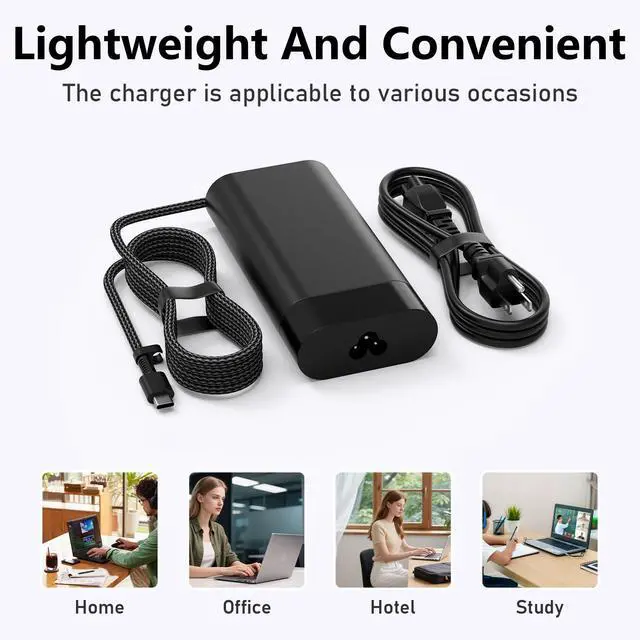 Alt view image 6 of 7 - 100W USB C Charger Fit for HP EliteBook 800/1040/G1i/G1a x360 Series | Envy 17-cw 17-da x360, ZBook Firefly 14/16 G11, Spectre Fold 17 x360 16-aa, Pavilion Plus 14 14-ew, TPN-LA31 Power Supply