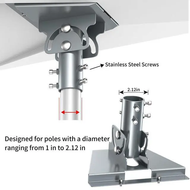 Alt view image 7 of 7 - Pipe Adapter Wall Pole Mount for Starlink Standard 4/4X/Gen3,Grey | Fits 1.12.1 in Masts, 90°180° Adjustable Pipe Adapter