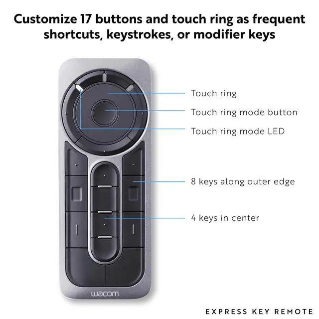 Alt view image 4 of 7 - ExpressKey Remote for Cintiq & Intuos Pro | 17 customizable buttons designed for efficiency when creating on displays that don't come with shortcut keys