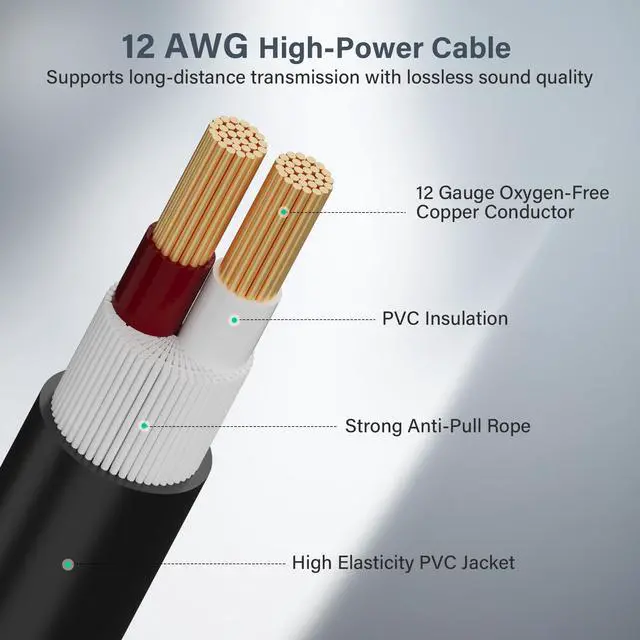 Alt view image 3 of 6 - Professional Male Speakon to Speakon Cable 4 Ft/2 Pack, 12AWG Heavy-Duty High Power Audio Cord DJ/PA Amplifier Speaker Cable Wire with Twist Lock, 9.5mm OD, Black +Ties