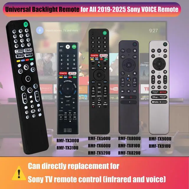 Alt view image 2 of 7 - Backlit RMF-TX520U Remote for Sony Smart TVs with Voice Control | replacement remote for Sony 2019-2023 XBR, KD and XR series, X80J, X85J, X90J and A80J models, backlit keys