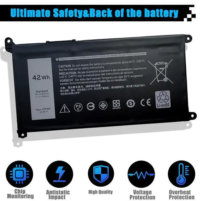 Alt view image 4 of 7 - JPFMR Laptop Battery Replacement for Dell Chromebook 3100 3400 2-in-1 5488 5493 5593 P90F Series 0JPFMR 7MT0R 7MTOR 16DPH 7T0D3 07T0D3 DN33X RDNP5 65N6H 11.4V 3500mAh