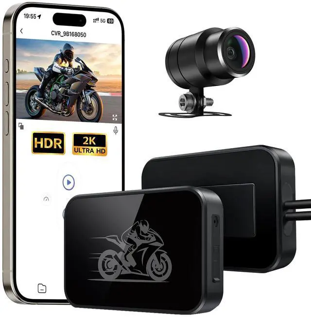Main image of Motorcycle Dash Cam, 2K Single Lens Ultra HD Front Camera | IP67 Waterproof, Loop Recording, 24H Parking Monitor, Wide Angle, Night Vision, App Control, Max Support 128GB