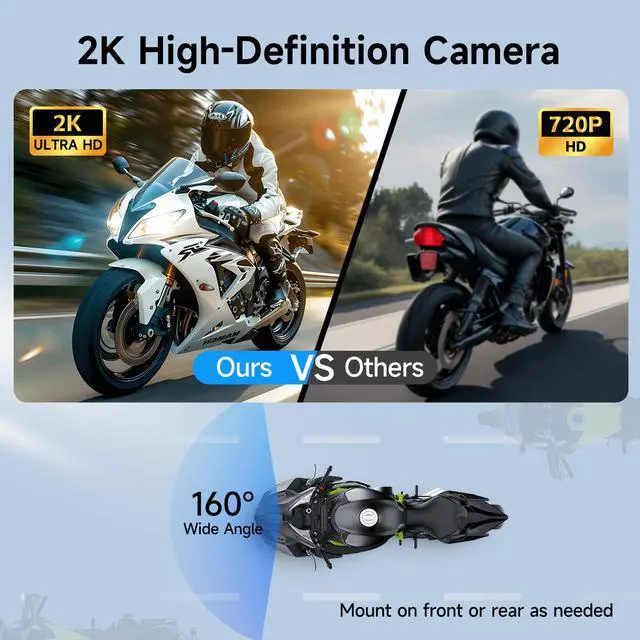 Alt view image 2 of 7 - Motorcycle Dash Cam, 2K Single Lens Ultra HD Front Camera | IP67 Waterproof, Loop Recording, 24H Parking Monitor, Wide Angle, Night Vision, App Control, Max Support 128GB