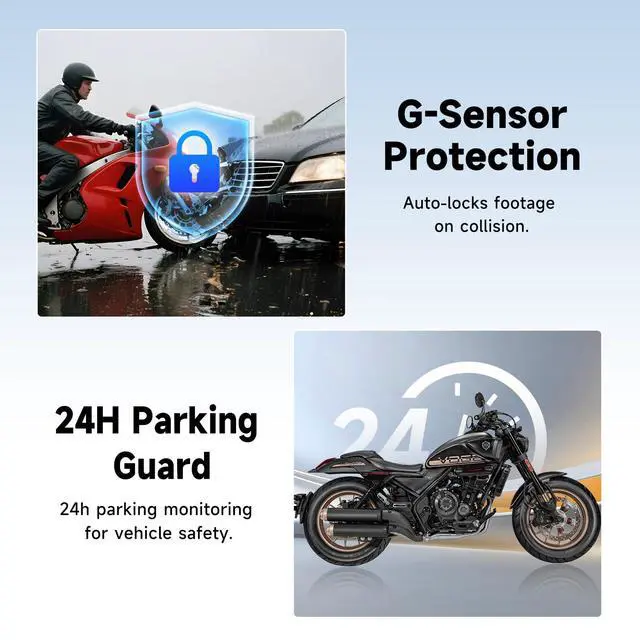 Alt view image 3 of 7 - Motorcycle Dash Cam, 2K Single Lens Ultra HD Front Camera | IP67 Waterproof, Loop Recording, 24H Parking Monitor, Wide Angle, Night Vision, App Control, Max Support 128GB