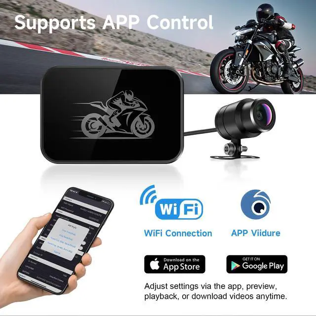 Alt view image 5 of 7 - Motorcycle Dash Cam, 2K Single Lens Ultra HD Front Camera | IP67 Waterproof, Loop Recording, 24H Parking Monitor, Wide Angle, Night Vision, App Control, Max Support 128GB