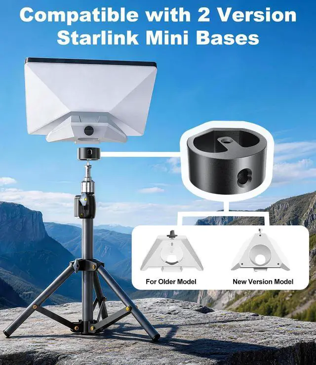 Alt view image 2 of 7 - for Starlink Mini Tripod Mount with Adapter for All Starlink Mini Dish | Adjustable Height and 360° Tilt, With Pipe Adapter, Portable Starlink Mini Tripod Stand for RV, Camping, Outdoor Use