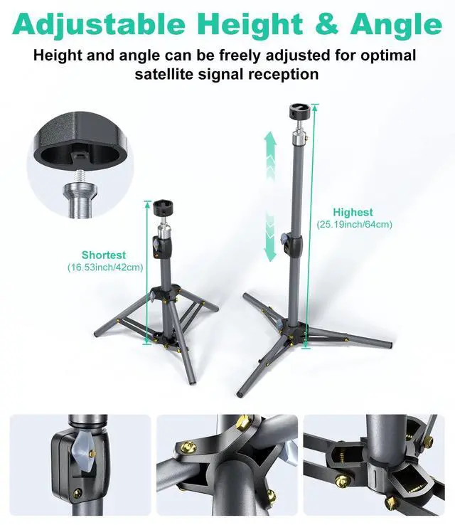 Alt view image 3 of 7 - for Starlink Mini Tripod Mount with Adapter for All Starlink Mini Dish | Adjustable Height and 360° Tilt, With Pipe Adapter, Portable Starlink Mini Tripod Stand for RV, Camping, Outdoor Use