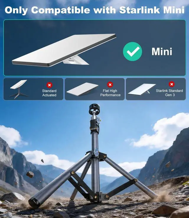 Alt view image 5 of 7 - for Starlink Mini Tripod Mount with Adapter for All Starlink Mini Dish | Adjustable Height and 360° Tilt, With Pipe Adapter, Portable Starlink Mini Tripod Stand for RV, Camping, Outdoor Use