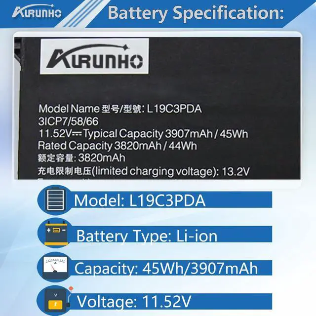 Alt view image 2 of 7 - L19C3PDA Laptop Battery Replacement for Lenovo ThinkBook 14 15 (G2 ITL, G3 ACL, G2 are, G3 ITL, G4 ABA) Series L19L3PDA L19M3PDA L19D3PDA 11.52V 45Wh