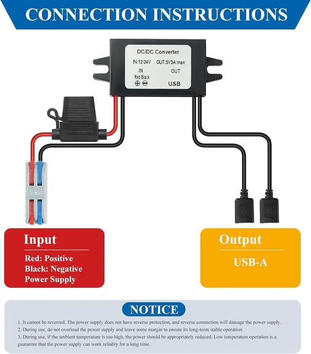 Alt view image 2 of 7 - DC 12V/24V/36V/48V/60V/72V to 5V 3A 15W USB A Female Step Down Converter, USB Buck Converter 10V-90V to 5V Module Power Voltage Regulator for USB-A Port Devices