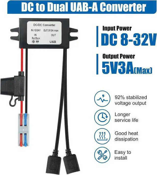 Alt view image 3 of 7 - DC 12V/24V/36V/48V/60V/72V to 5V 3A 15W USB A Female Step Down Converter, USB Buck Converter 10V-90V to 5V Module Power Voltage Regulator for USB-A Port Devices