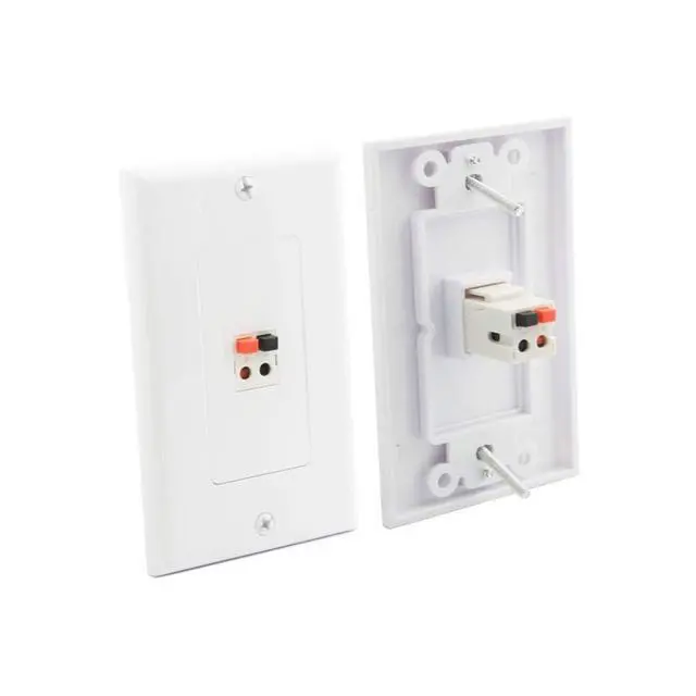 Alt view image 2 of 4 - Premium 1 Speaker Wall Plate, Speaker Plug, Supports 1 Speaker Configurations, Speaker Port for Wall Speaker Wire, Speaker Wire in Wall, Wire Wall Plate - (2 Pack White w/Bracket)