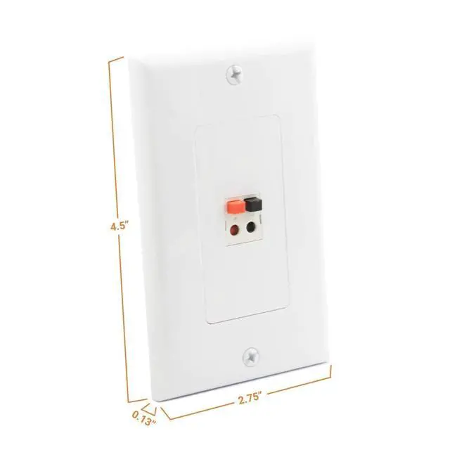 Alt view image 3 of 4 - Premium 1 Speaker Wall Plate, Speaker Plug, Supports 1 Speaker Configurations, Speaker Port for Wall Speaker Wire, Speaker Wire in Wall, Wire Wall Plate - (2 Pack White w/Bracket)