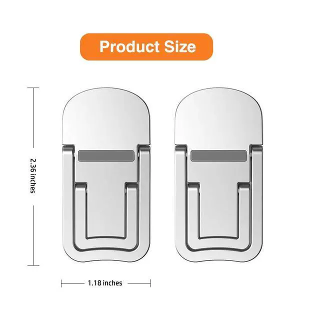 Alt view image 5 of 7 - 2PCS Metal Mini Foldable Laptop Stand, Portable Computer Keyboard Riser with 2 Adjustable Angles, Self-Adhesive Invisible Notebook Stand and Keyboard Lift for Desk (Silver)