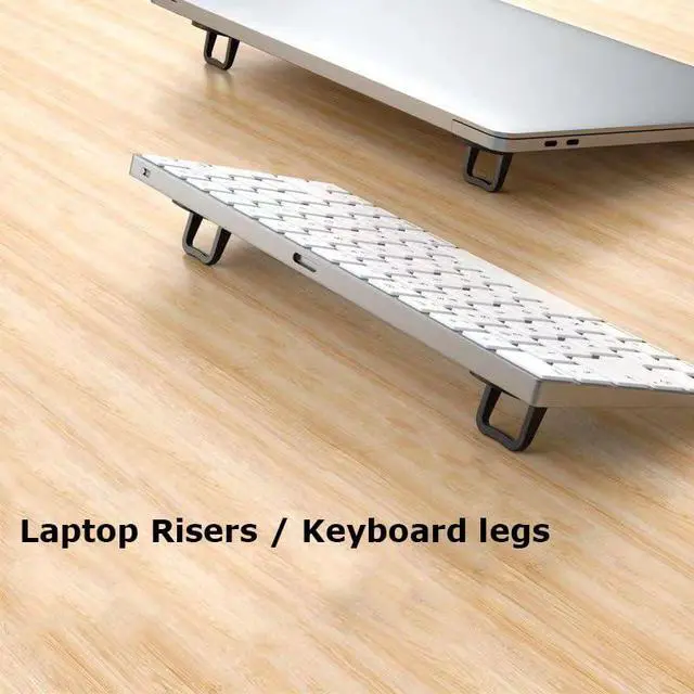 Alt view image 7 of 7 - 2PCS Metal Mini Foldable Laptop Stand, Portable Computer Keyboard Riser with 2 Adjustable Angles, Self-Adhesive Invisible Notebook Stand and Keyboard Lift for Desk (Silver)