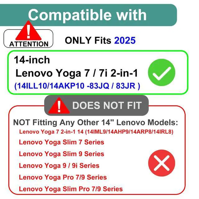 Alt view image 2 of 7 - 2-Pack Tempered Glass Screen Protector for 2025 New Lenovo Yoga 7 / Yoga 7i 2-in-1 14-Inch Touchscreen Laptop (14ILL10 / 14AKP10, 83JQ / 83JR) Anti-Scratch, HD Clear, Bubble-Free