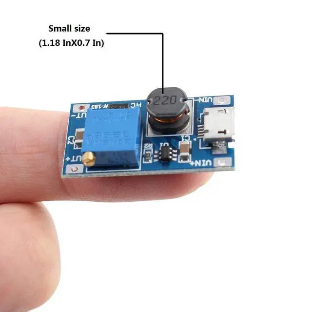 Alt view image 3 of 6 - Eiechip MT3608 Boost Converter DC-DC Step Up Power Module with Micro USB Input, 2V-24V to 5V-28V Adjustable Voltage Regulator, 2A Output Power Supply Board for DIY Electronics Projects (Pack of 10)