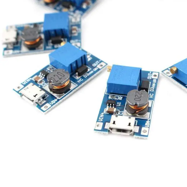 Alt view image 4 of 6 - Eiechip MT3608 Boost Converter DC-DC Step Up Power Module with Micro USB Input, 2V-24V to 5V-28V Adjustable Voltage Regulator, 2A Output Power Supply Board for DIY Electronics Projects (Pack of 10)