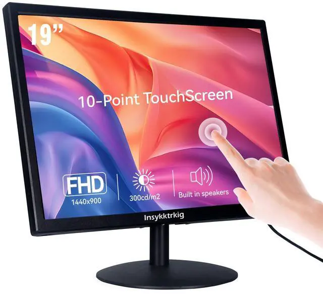 Main image of Touchscreen Monitor 19" FHD 1440x900 Multi-Touch Screen HDMI VGA Type-A Touch Port Dual Speakers,60Hz,VESA,Brightness 300cd/m²,Tilt Adjust,PC Office Desktop Business Computer Touch Display