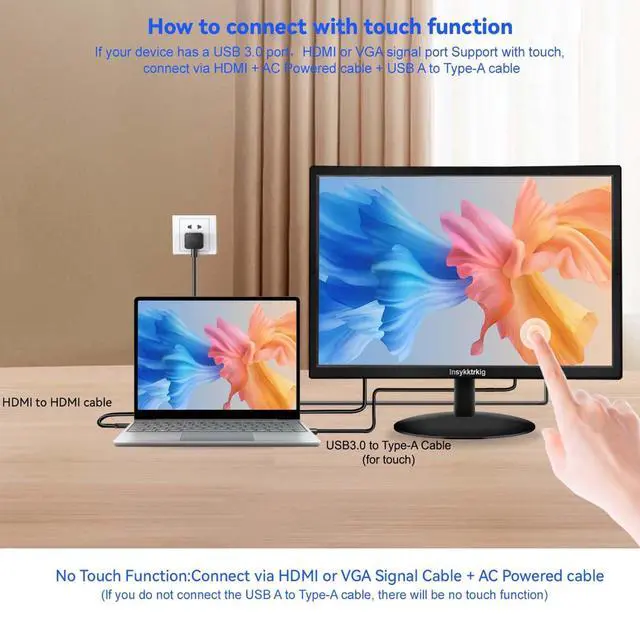 Alt view image 5 of 7 - Touchscreen Monitor 19" FHD 1440x900 Multi-Touch Screen HDMI VGA Type-A Touch Port Dual Speakers,60Hz,VESA,Brightness 300cd/m²,Tilt Adjust,PC Office Desktop Business Computer Touch Display