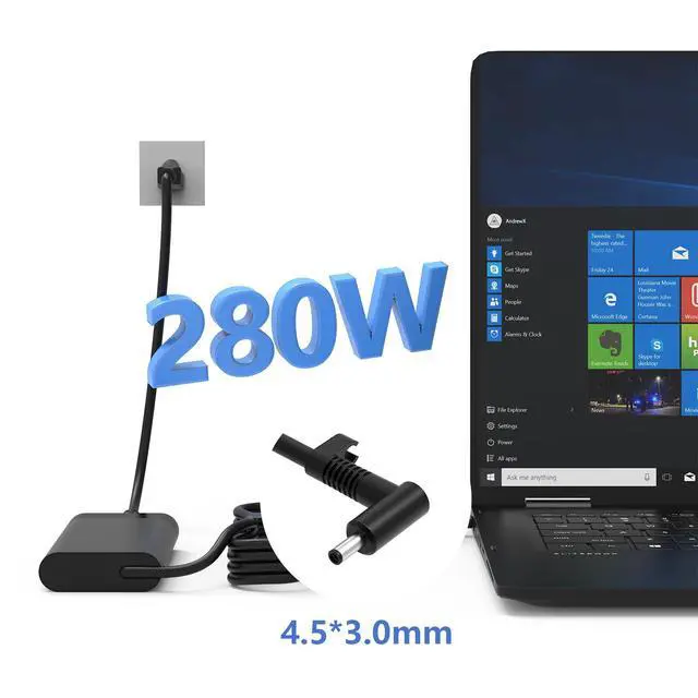 Alt view image 6 of 6 - 280W AC Charger Compatible with HP OMEN ZBook Laptop Power Supply | Compatible with HP ZBook Power/Studio/Fury, OMEN 16 15 17 Max 16c 16ae 16ap 16-xf 16-ak 16-n, HyperX OMEN 15-ga0762nr