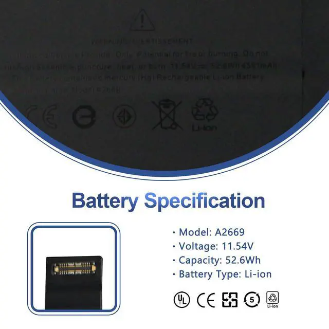 Alt view image 2 of 7 - A2669 A2681 Laptop Battery Replacement for MacBook AIR 13" M2 2022 52.6Wh | A2681 661-26150 MLY33LL/A MLY43LL/A MLY13LL/A MLY23LL/A MLXX3LL/A MLXW3LL/A MLXY3LL/A MLY03LL/A Series Notebook 11.54V