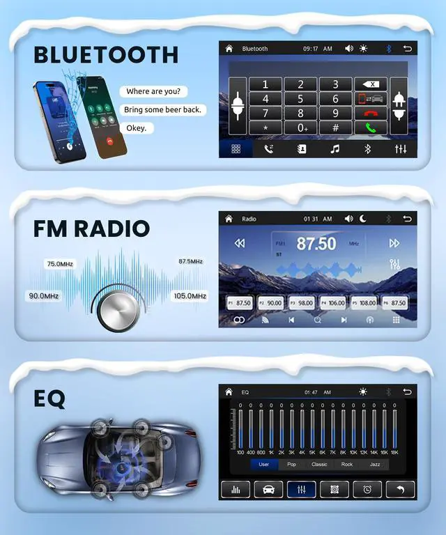 Alt view image 5 of 7 - 7 Inch Single Din Wireless CarPlay Touchscreen Car Stereo, 1 Din Car Radio with Wireless Android Auto Yo-u-Tu-be Video Bluetooth FM Radio SWC EQ Mirror Link Car Player Rear View Camera