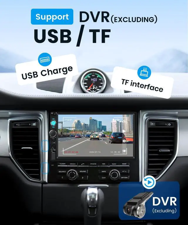 Alt view image 7 of 7 - 7 Inch Single Din Wireless CarPlay Touchscreen Car Stereo, 1 Din Car Radio with Wireless Android Auto Yo-u-Tu-be Video Bluetooth FM Radio SWC EQ Mirror Link Car Player Rear View Camera