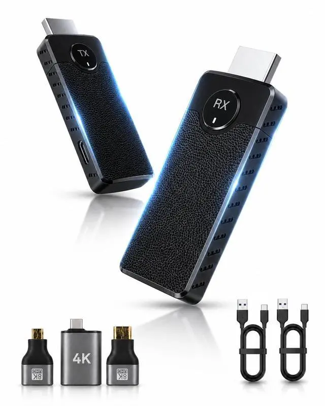 Main image of Wireless HDMI Transmitter & Receiver Kit, Plug and Play 1080P | 4K Decoding, 1080P@60Hz Output, Low Latency Dual Band, 98 ft, No WiFi Needed for Laptop to TV & Projector