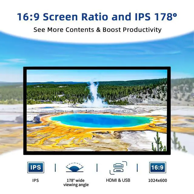 Alt view image 2 of 7 - 10.1 Inch Raspberry Pi Screen 1024x600 HDMI Monitor IPS Screen Display Secondary Monitor Extend Monitor for Raspberry Pi 5/4/3/2/Zero/B/B+ Win11/10/8/7, (Non-Touch), Driver Free