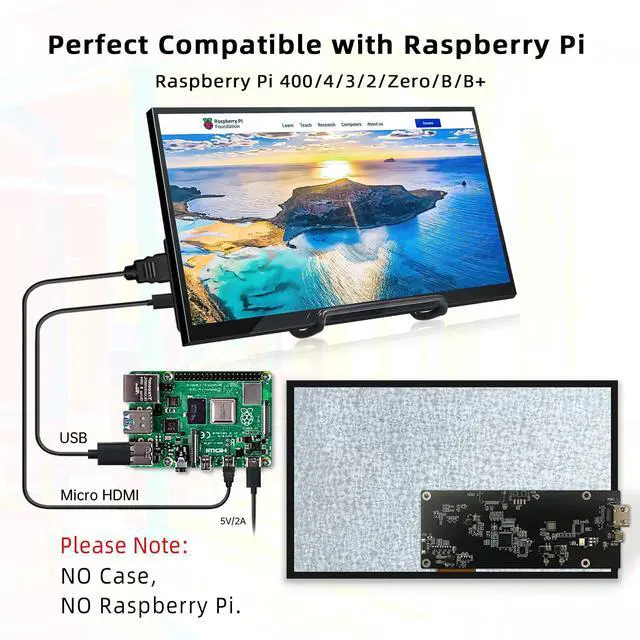 Alt view image 4 of 7 - 10.1 Inch Raspberry Pi Screen 1024x600 HDMI Monitor IPS Screen Display Secondary Monitor Extend Monitor for Raspberry Pi 5/4/3/2/Zero/B/B+ Win11/10/8/7, (Non-Touch), Driver Free
