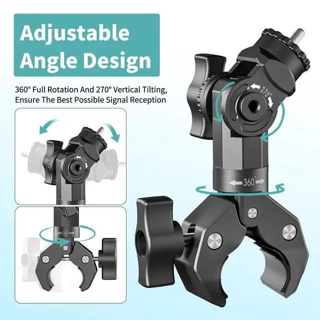 Alt view image 3 of 7 - Starlink Mini Mount 2025/2026, Adjustable Clamp Mount for RV, Yacht, Camper | Includes Aluminum Alloy Mini Pipe Adapter, Adjustable Angle, 5-Minute Installation, Starlink Mini Accessories for Outdoors