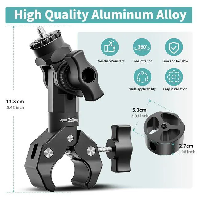 Alt view image 5 of 7 - Starlink Mini Mount 2025/2026, Adjustable Clamp Mount for RV, Yacht, Camper | Includes Aluminum Alloy Mini Pipe Adapter, Adjustable Angle, 5-Minute Installation, Starlink Mini Accessories for Outdoors