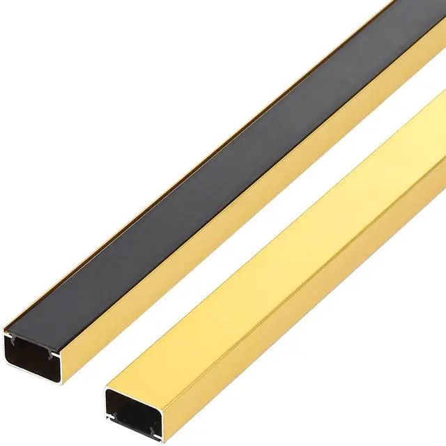 Main image of Aluminium Alloy U Shape Edge Trim Strip Decoration Profiles with Base, Metal Cable Raceway Cord Cover Channel, Ceramic Tile Mirror Wall Trim Transition Corner Decorative Strips