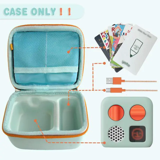 Alt view image 2 of 7 - Hard Travel Case Compatible with Yoto MiniKids Audio & Music Player,Yoto Card Holder Bag with Adjustable Shoulder Strap for Up to 36 Audiobook Cards,Childrens Mini Player. (Light Green)