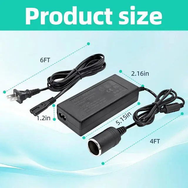Alt view image 6 of 6 - 12V Power Adapter Cord for Igloo Iceless Thermoelectric Coolers, Compatible with Igloo Iceless Kool Mate Cool Chill Thermolectric Coolers,12V DC Converter Supply Charger Cord