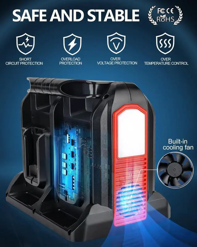 Alt view image 5 of 7 - 350W Power Inverter for Craftsman 20v V20 Battery, 4-Ports DC 20V to AC 110-120V Pure Sine Wave Battery Inverter with 3 USB-A Port, 1 USB-C Port,300lm LED Light for Camping Travel Emergency(Tool Only)