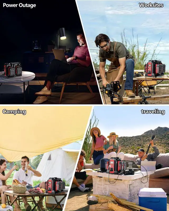 Alt view image 7 of 7 - 350W Power Inverter for Craftsman 20v V20 Battery, 4-Ports DC 20V to AC 110-120V Pure Sine Wave Battery Inverter with 3 USB-A Port, 1 USB-C Port,300lm LED Light for Camping Travel Emergency(Tool Only)