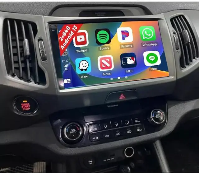 Main image of 2+64G for 2010-2016 Kia Sportage Android 15 Car Stereo Wireless Apple CarPlay Android Auto,9 inch Touch Screen Radio WiFi Bluetooth GPS FM RDS+Free AHD Backup Cam