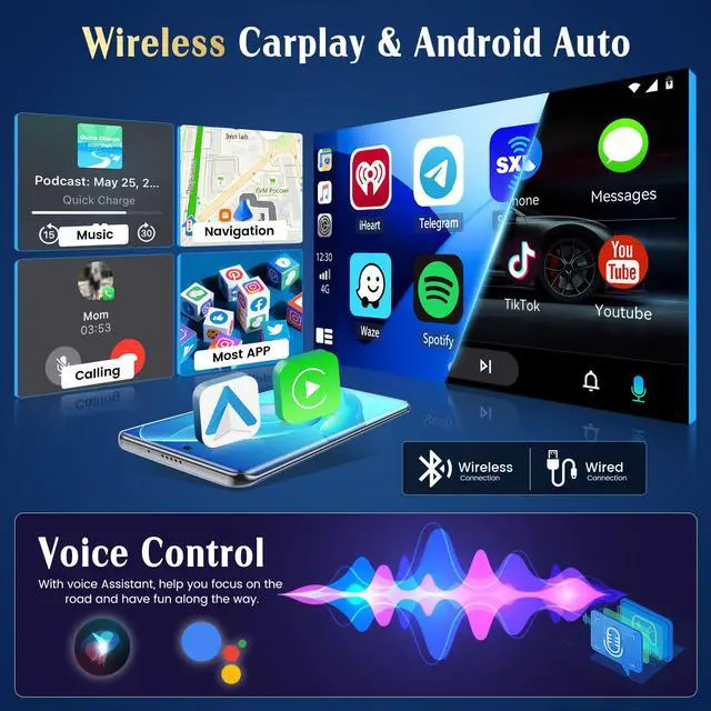 Alt view image 2 of 7 - 2+64G for 2010-2016 Kia Sportage Android 15 Car Stereo Wireless Apple CarPlay Android Auto,9 inch Touch Screen Radio WiFi Bluetooth GPS FM RDS+Free AHD Backup Cam