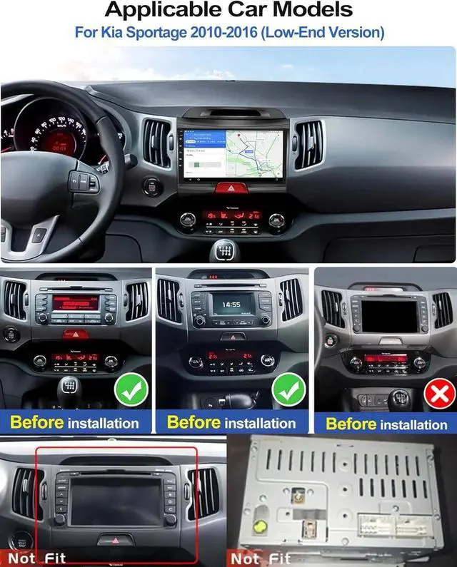 Alt view image 7 of 7 - 2+64G for 2010-2016 Kia Sportage Android 15 Car Stereo Wireless Apple CarPlay Android Auto,9 inch Touch Screen Radio WiFi Bluetooth GPS FM RDS+Free AHD Backup Cam